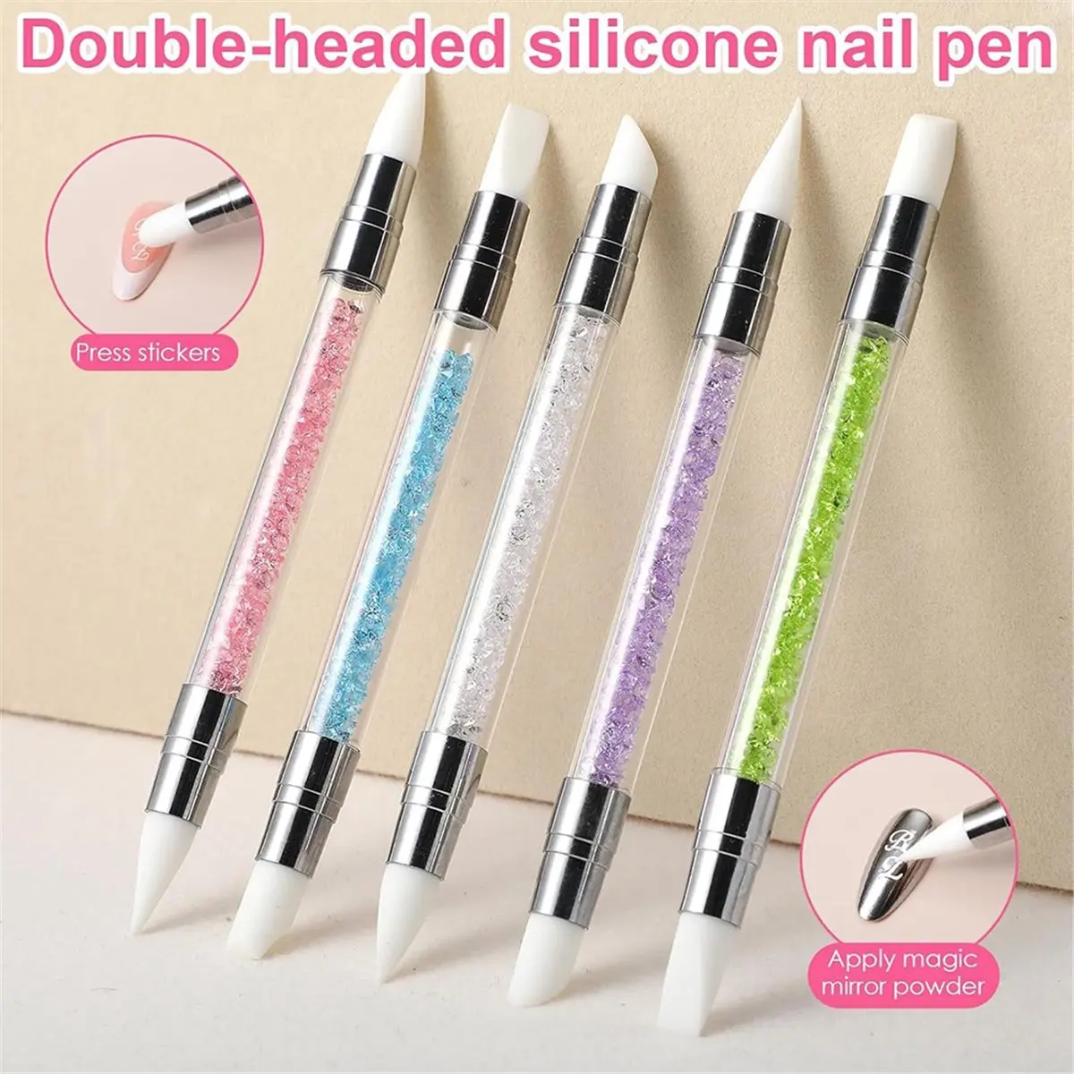 ABJS 10pcs Nail Art Dotting and Sculpting Tool Set, Double-Ended for Design, , Carving, Painting & 3D Effects