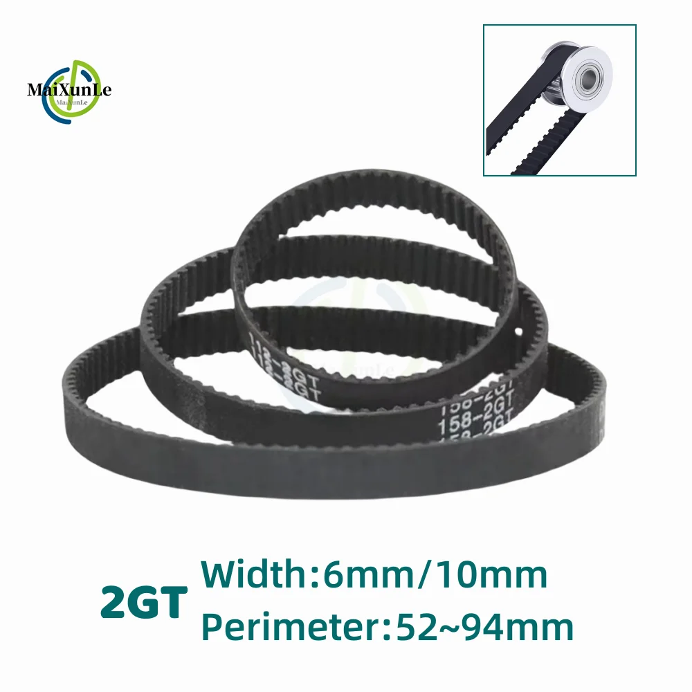 

GT2 Rubber Timing Belt Perimeter 52-94mm Width 6mm 10mm Tooth Pitch 2mm 2GT Synchronization is Applicable to 3D Printer