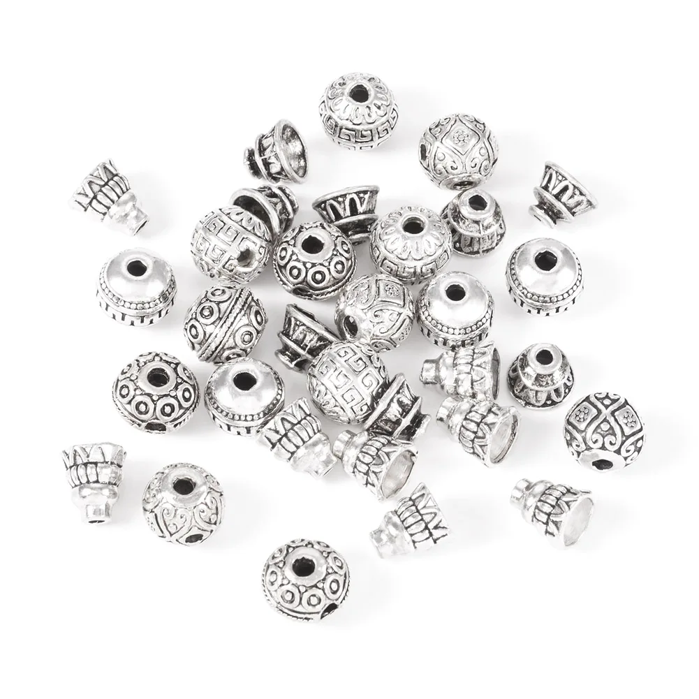 20 Sets Tibetan Style Alloy 3 Hole Guru Beads Antique Silver Color T-Drilled Loose Beads DIY Jewelry Necklace Bracelet Mak