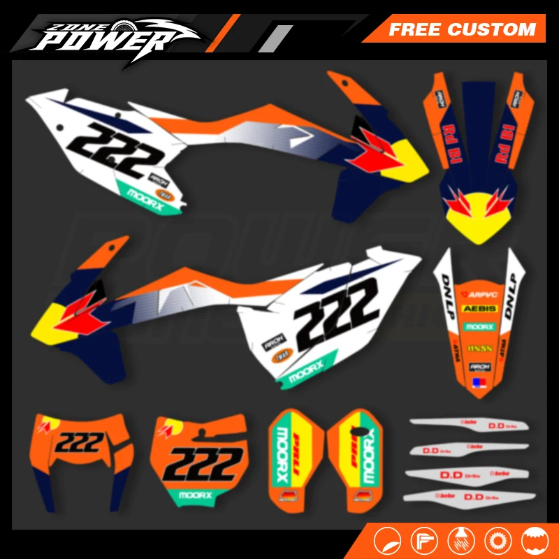 Powerzone Custom Team Motorcycle Graphics Backgrounds Decal Stickers Kits for KTM SX SXF 2016-2018 EXC XCW 2017-2019 125- 500cc