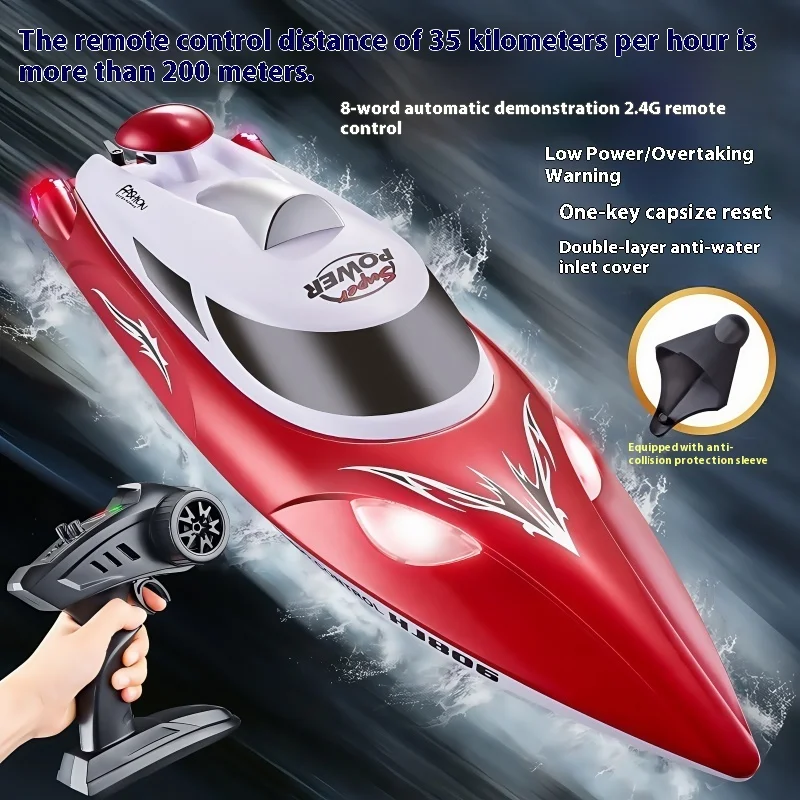 

Радиоуправляемая лодка 35 км/ч HJ806 2,4G, высокоскоростная гоночная лодка с дистанционным управлением и системой водяного охлаждения, высокоскоростная детская модель, подарки для взрослых