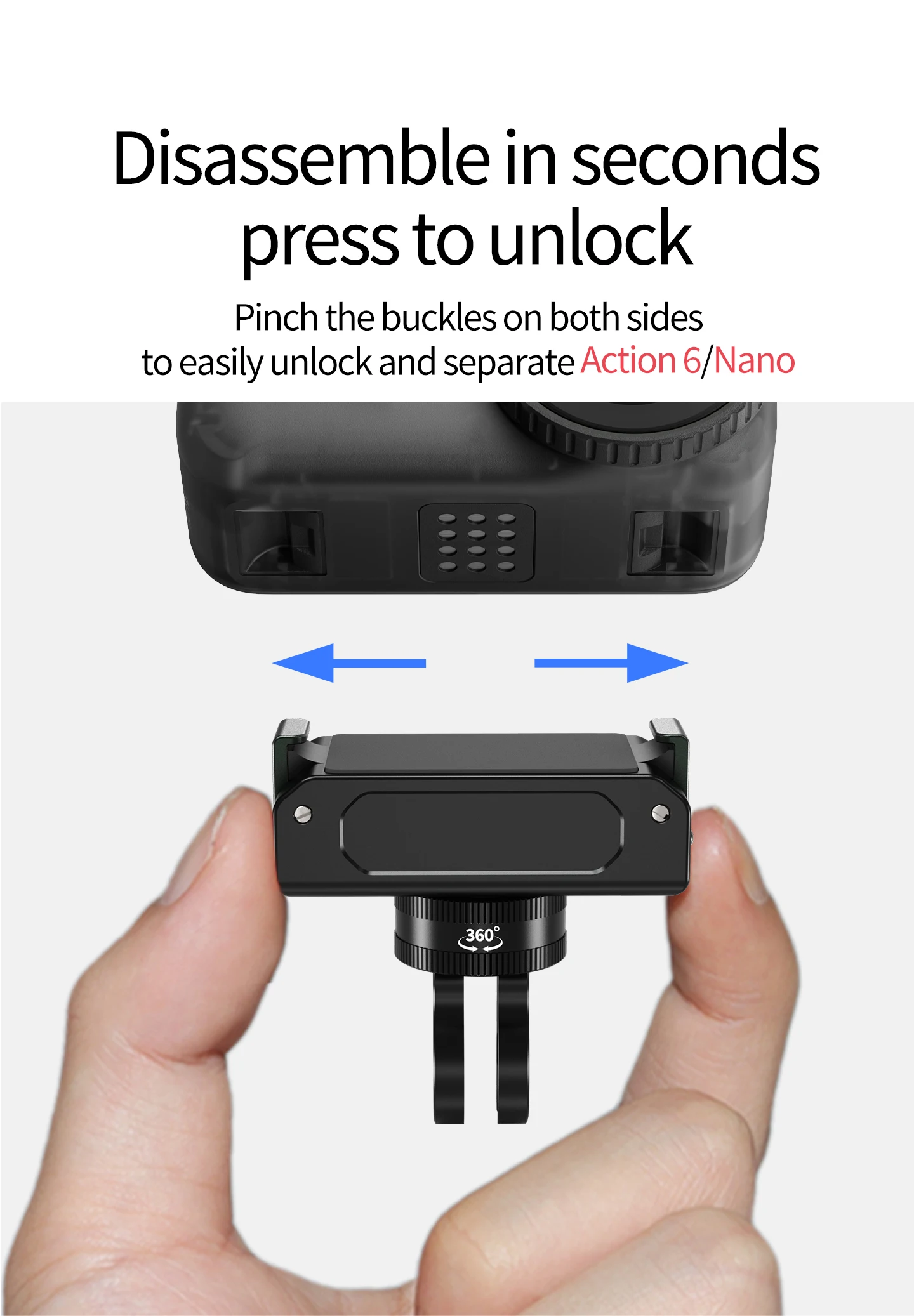360 drehbarer Stativadapter, magnetische Halterung für DJI Osmo Nano Action 6, Kamera, POV, Vlog, Selfie-Stick, Helm, Schnellwechselhalterung – Detail 27