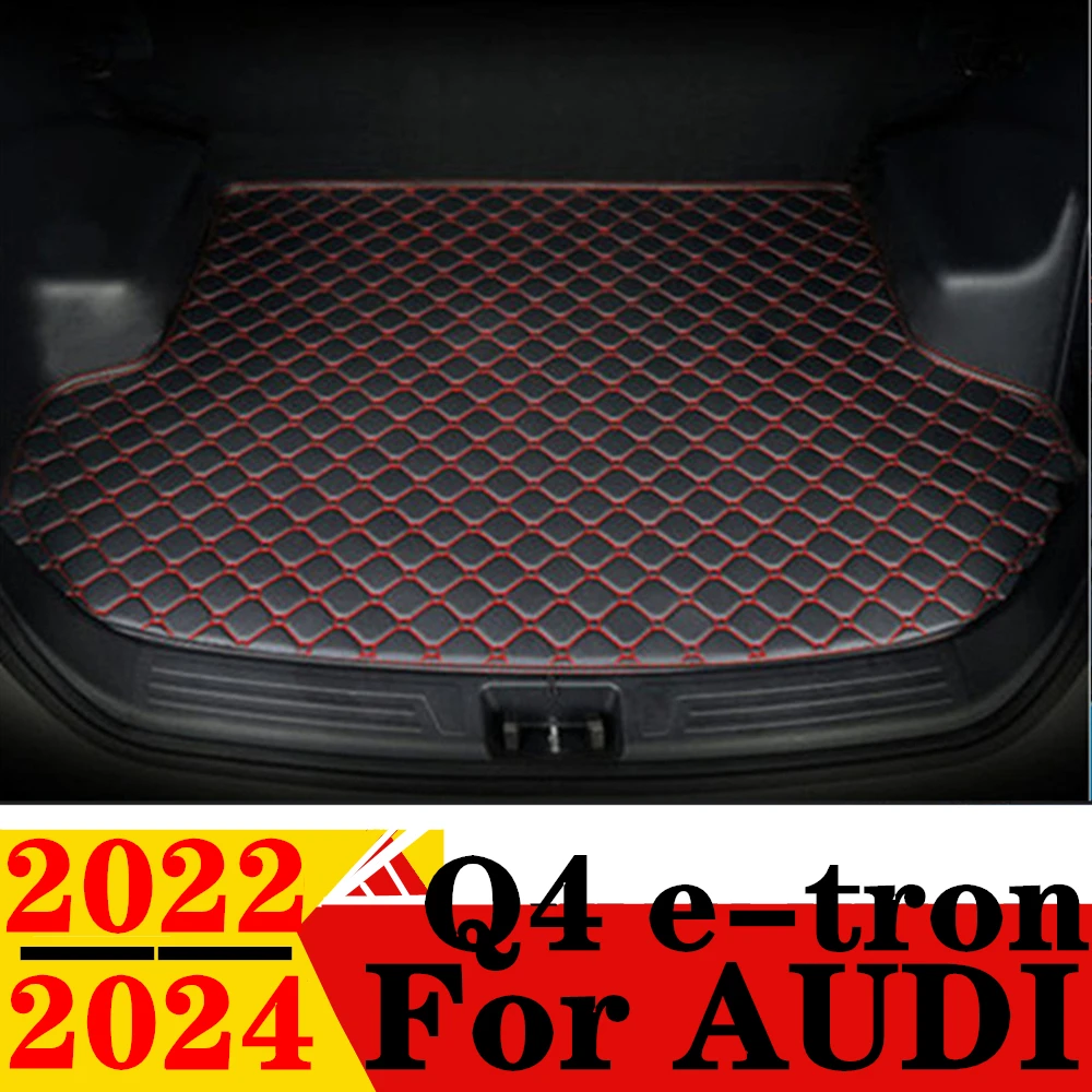 Car Trunk Mat For AUDI Q4 e-tron 2024 2023 2022 Flat Side Rear Cargo Protect Carpet Liner Cover Tail Boot Tray Pad Vehicles Part