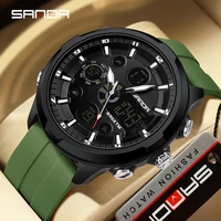 Reloj electrónico para hombre estilo SANDA 9053 G con pantallas duales luz nocturna impermeable LED reloj Digital electrónico para hombre