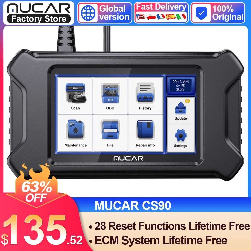 MUCAR CS90 Car Diagnostic Tools Obd2 Scanner 28 Maintenance Reset Services ECM Lifetime Free For All Obd 2 Auto Diagnosis Tools