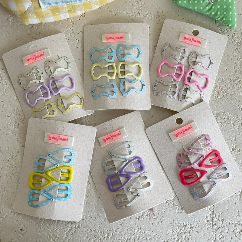 

6PCS Mini Bow Love Heart Baby Hair Clips Colorful Kids Side Bangs Fringe Snap Claw Toddler Barrettes for Daily Hair Accessory