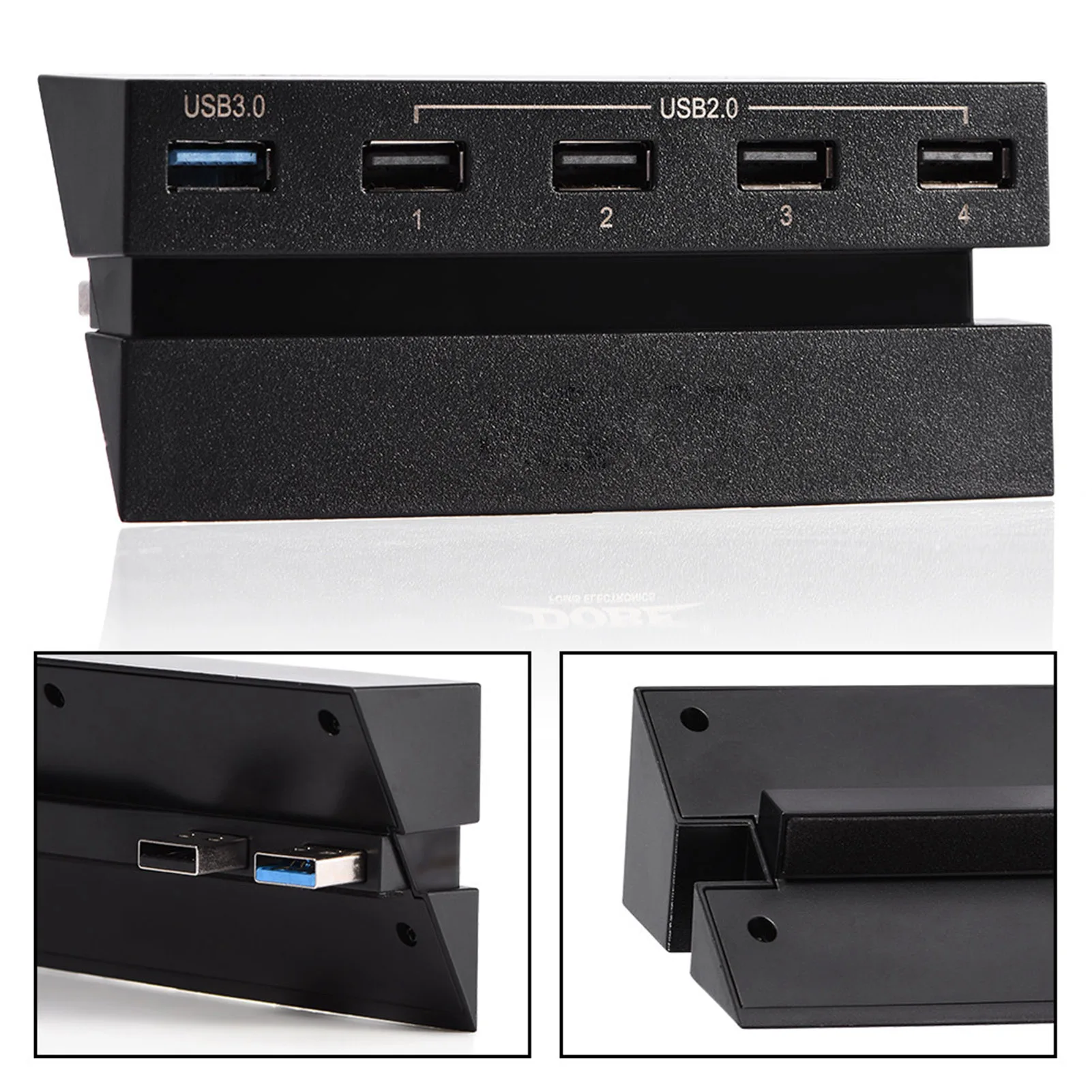 Alta Velocidade Hub Expansão para PS4 Game Console, 5-Port USB Hub 2.0 e 3.0, Adaptador Controlador