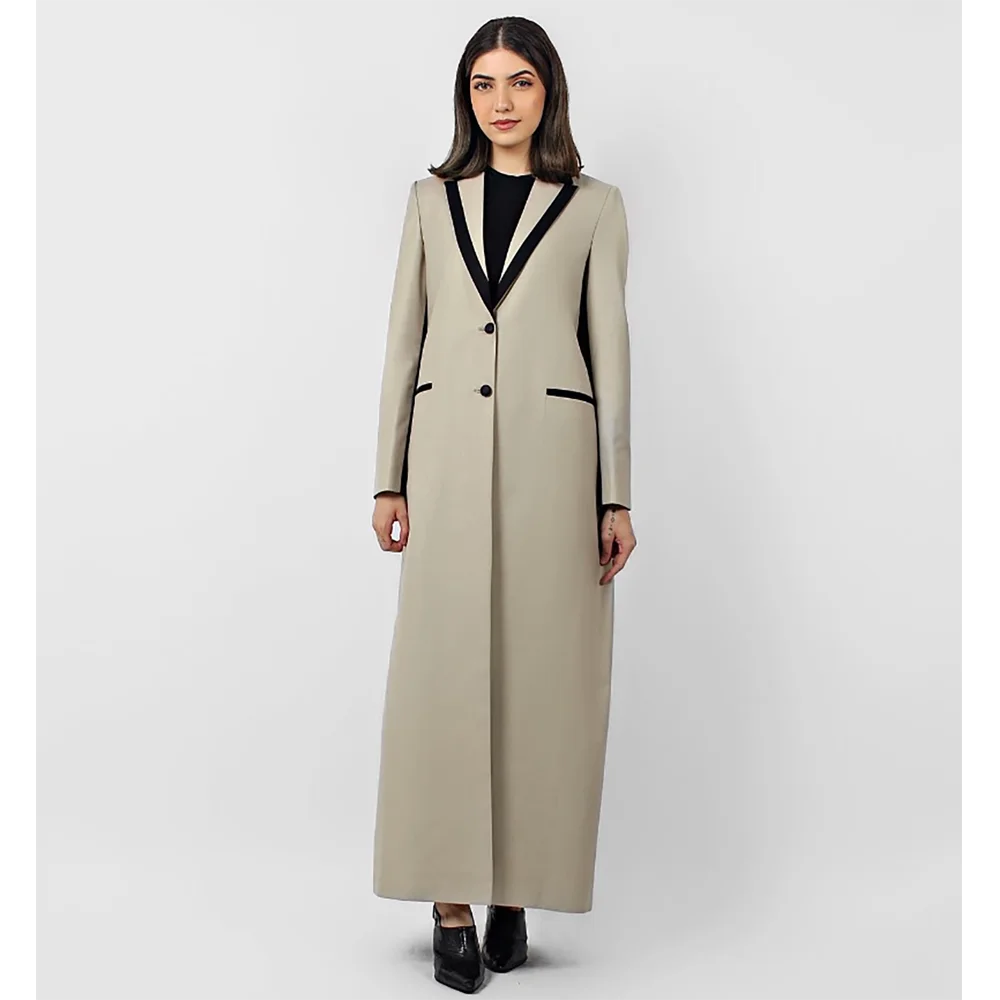 Elegant and Simple Women Long Jacket Elegant Slim Single Breasted Female Daily Coat Formal Ankle Length Dress jaqueta feminina