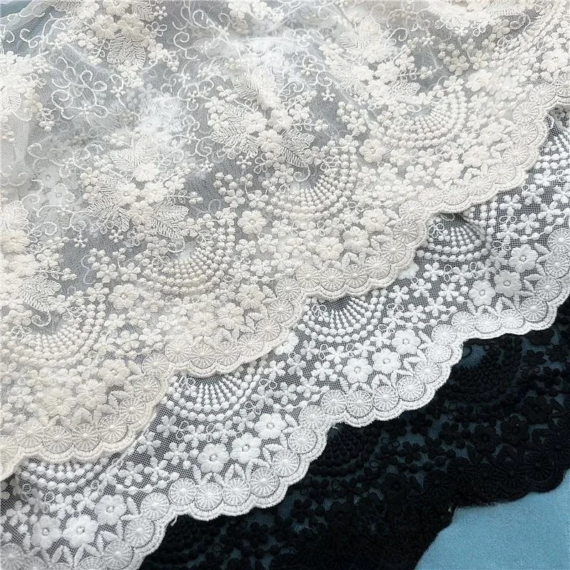 3Yards/Lot Wave Edge Soft Mesh Embroidery Lace Trim 40CM Wide Fabric Table Flag Dress Skirt Curtain Sofa Clothing Accessories
