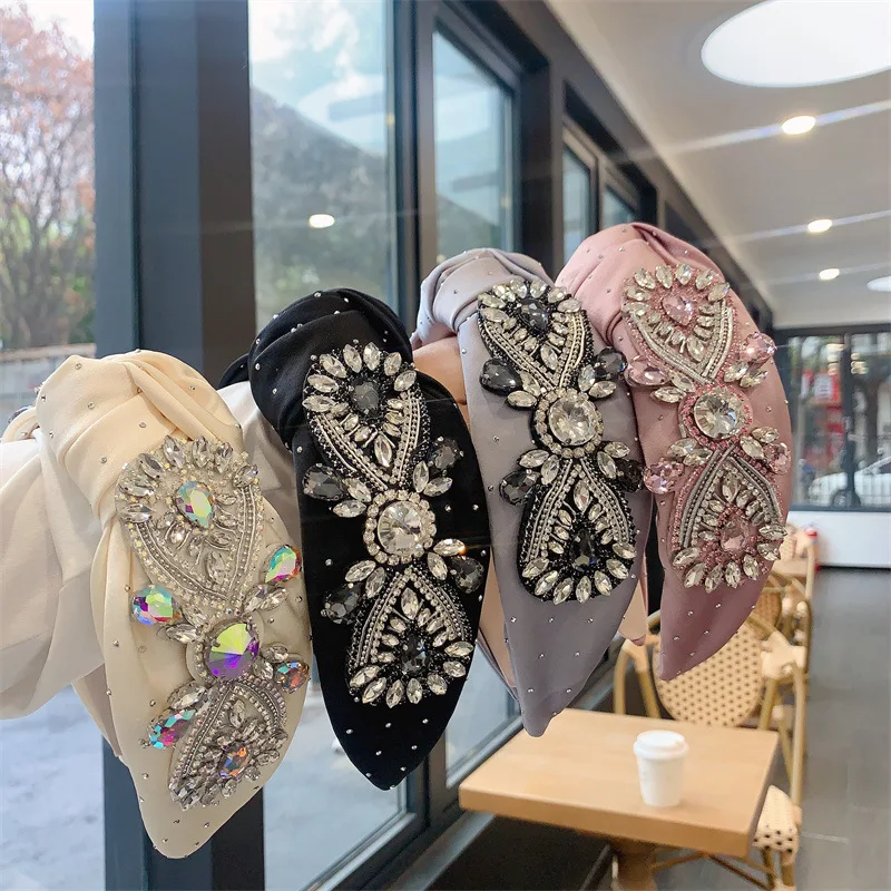 

Корейская версия, простая мода, супер блестящий циркон, цветочный узел, элегантная повязка для волос, аксессуар для волос для женщин