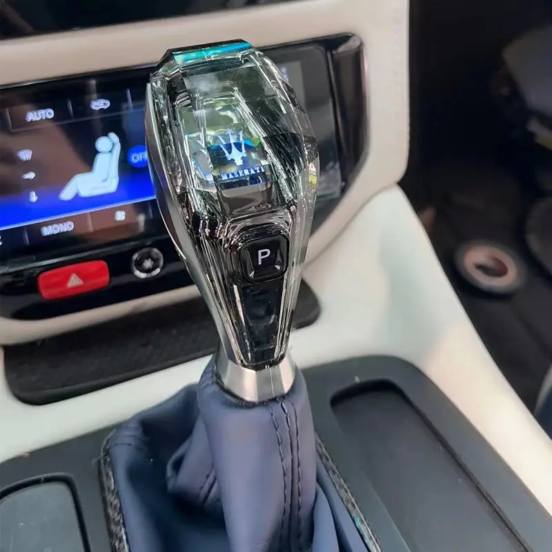 Transparent Crystal Car Gear Shift Knob Lever Replacement Led Light for maserati GTS Ghibli Lavante Interior Accessories