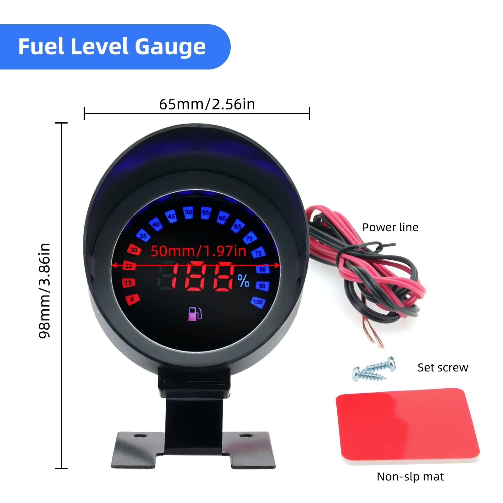 Fuel Level Gauge 100% Red LED Blue Digital Car Automotive Clocks Meter Oil Tank Level Indicator for Car Boat Fuel Level Float view 4