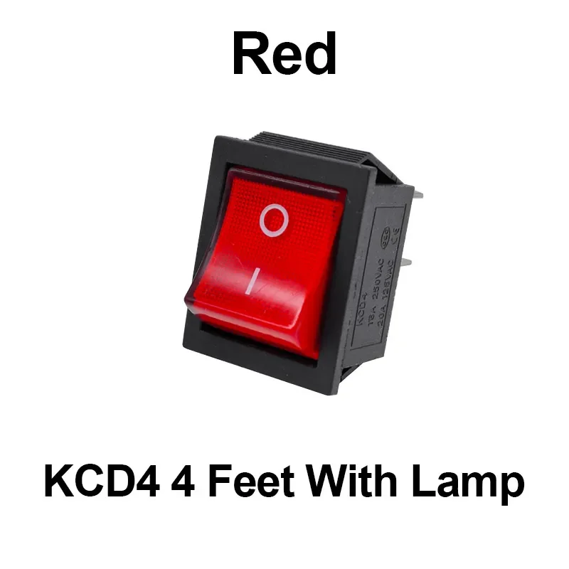 4 Pins 6Pin Waterproof Rocker Switch With Light ON/OFF Seal Switch 220V Red Black Lighting 16A Car Boat Button With LED Light