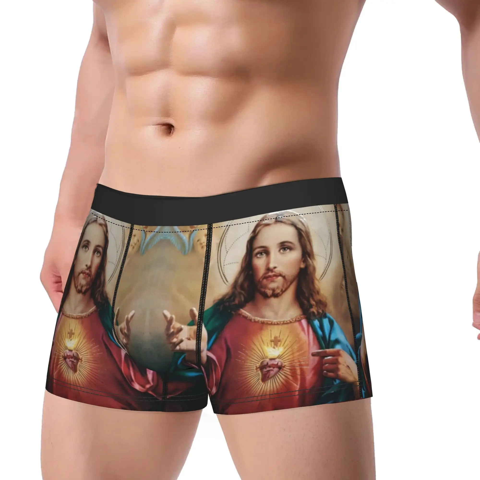 Sacred Heart of Jesus Christ Catholic Boxers Novelty Gift For Man Humor Underwear Catholicism Religious Faith Boxer Briefs