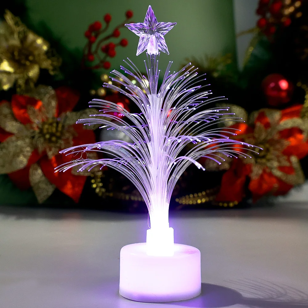 Colorful LED Fiber Light Battery Powered Xmas Tree Night Light Children Xmas Gift Home Christmas New Year Wedding Ornament Lamps