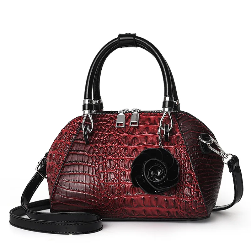Luxury Alligator Handbags  Big Capacity PU Leather Flowers Crossbody Shoulder Bags for Women Messenger Ladies Shoulder Bag