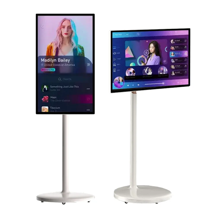 New Stock 27 32 Inch Android System Stand By Me  In-Cell Touch Screen Gym Gaming Live Room Smart Tv With Removable Scroll Wheels