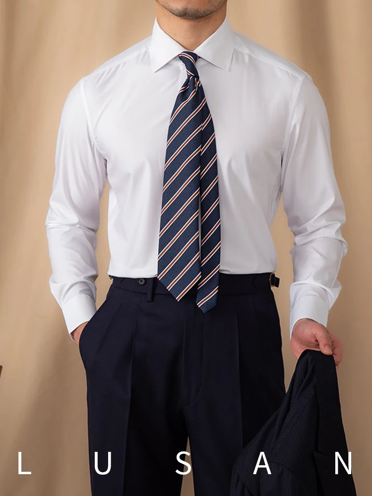 

Mr. Deer Tee Men's Busin Formal Long Sve irt Wedding omsmen Non-iron Versatile Eight-character Collar Skin-friendly