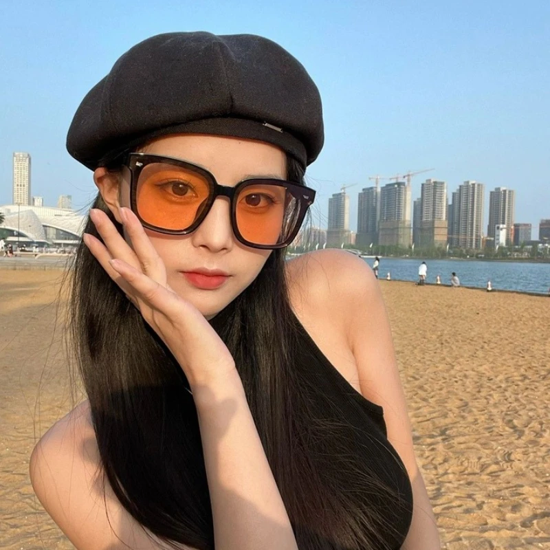 

Korean Premium Feel Black Berets Solid Color INS Trendy Versatile Painter Hat Simple Caps for Women Spring Autumn Octagonal Hats