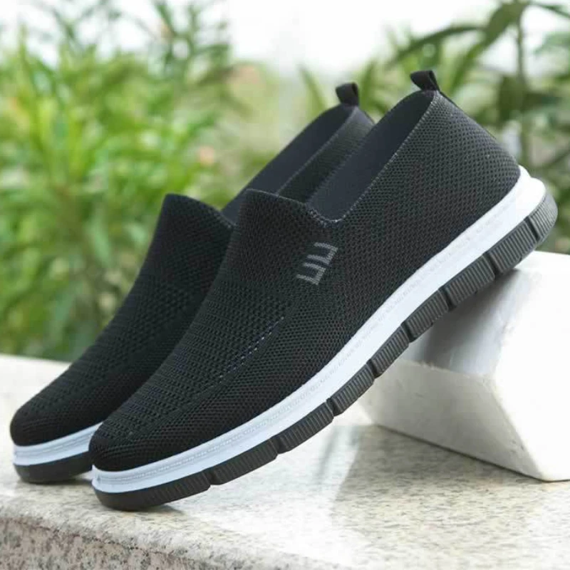 Mesh Men Shoes Solid Color Loafers Male Sneakers Outdoor Casual Shoe Sports Slip-on Breathable Hard-Wearing Sapatos Masculinos