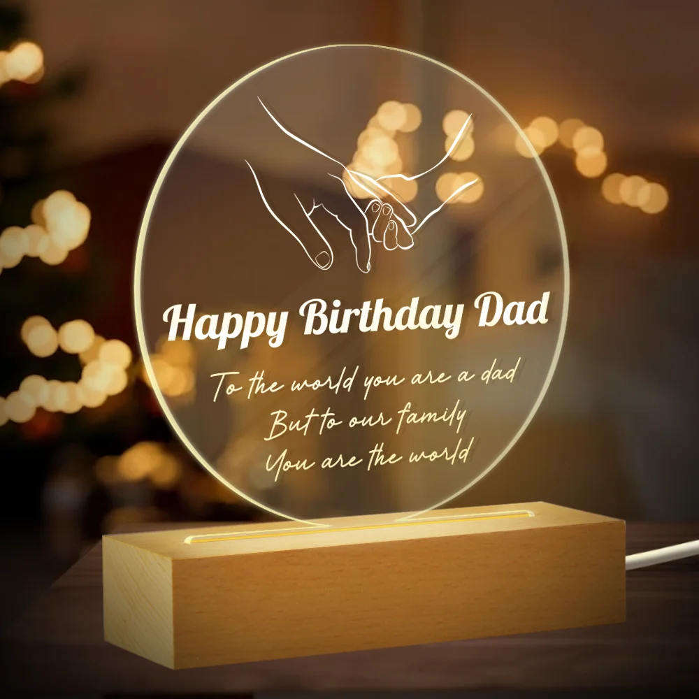 

Birthday Gift for Dad from Daughter Son Happy Birthday Dad Memorial Gift Night Light Gift for Father