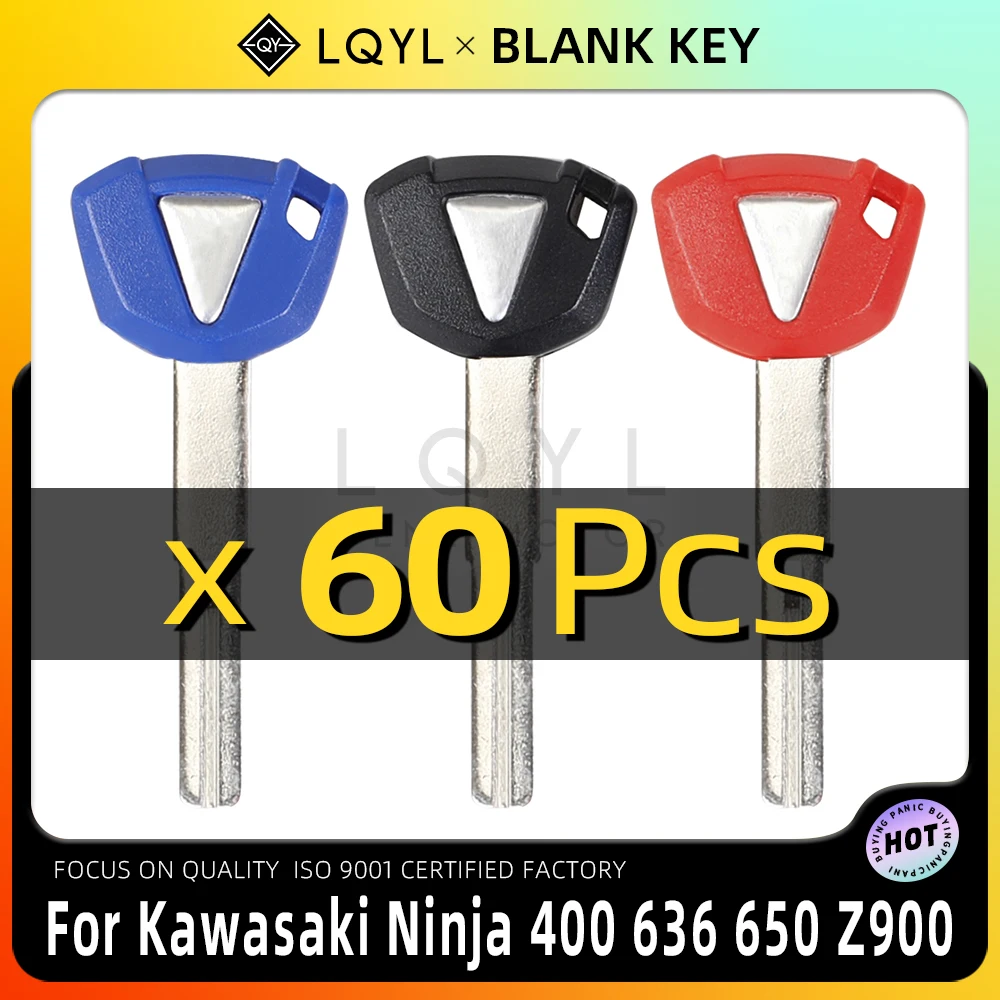 

LQYL 60 Pcs New Blank Key Motorcycle Replace Uncut Keys For Kawasaki Ninja 400 636 650 Z900 Z800 2020 2021 2022 2023 Ninja400