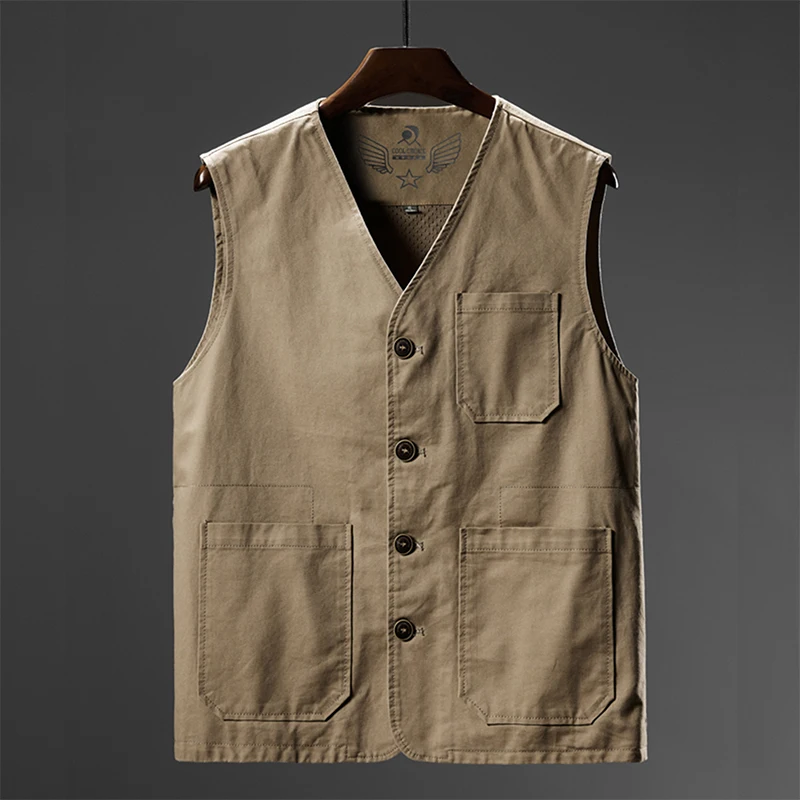 

Мужской спортивный жилет M8XL большого размера для мужчин среднего и старшего возраста, хлопковый, с V-образным вырезом, на одной пуговице, повседневный жилет