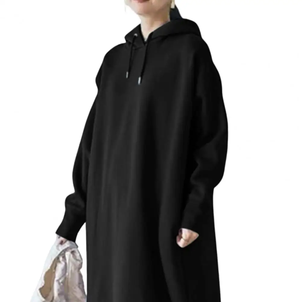 فستان نسائي برباط سادة وأكمام طويلة فستان بقلنسوة بحاشية جانبية وحاشية سميكة وبطانة من الصوف مع قلنسوة فستان ماكسي للسيدات