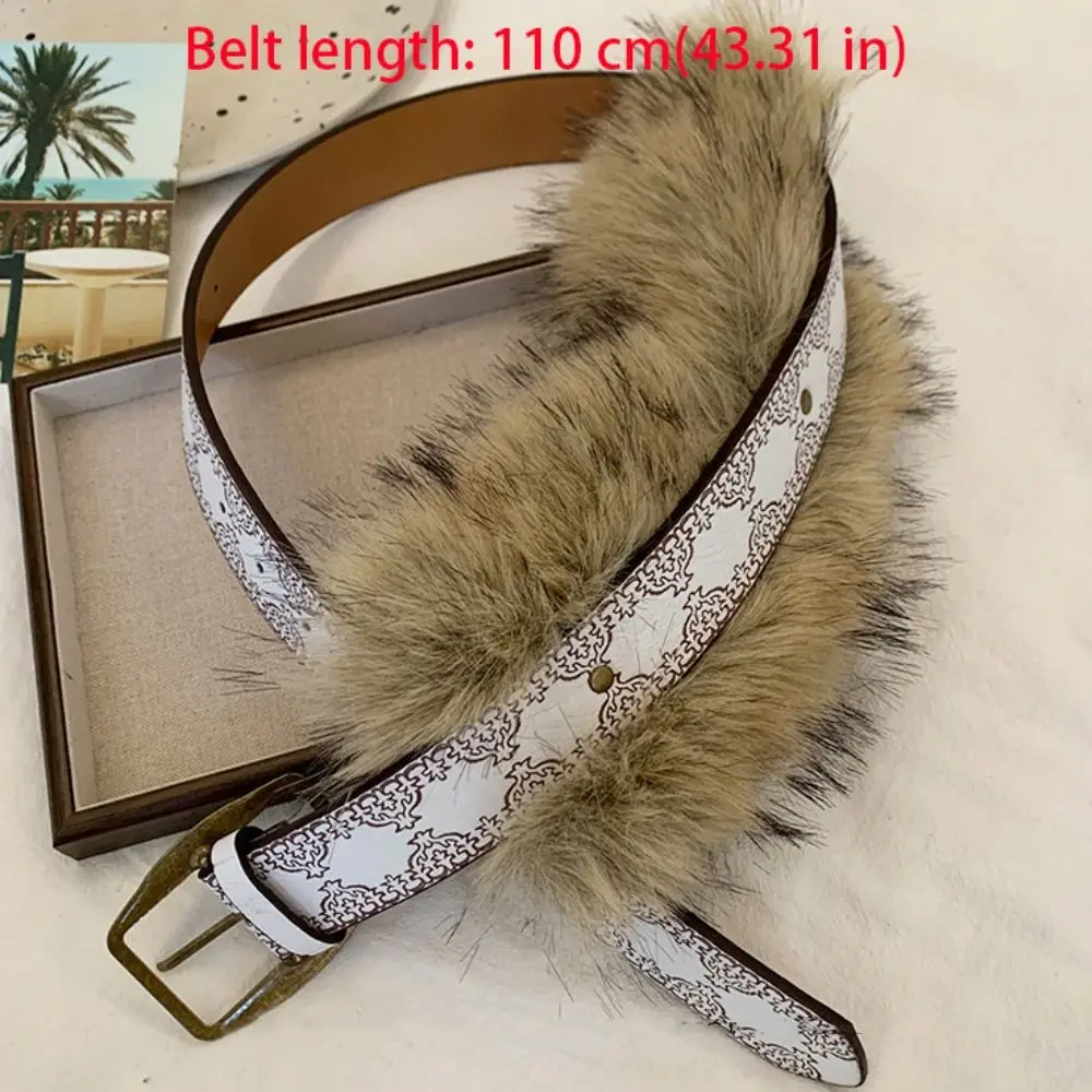 Cintura in pelliccia di pelle in pelle PU Pelliccia sintetica Cintura in peluche stile ragazza piccante Stile coreano Decorazione abito con cintura pelosa in stile occidentale