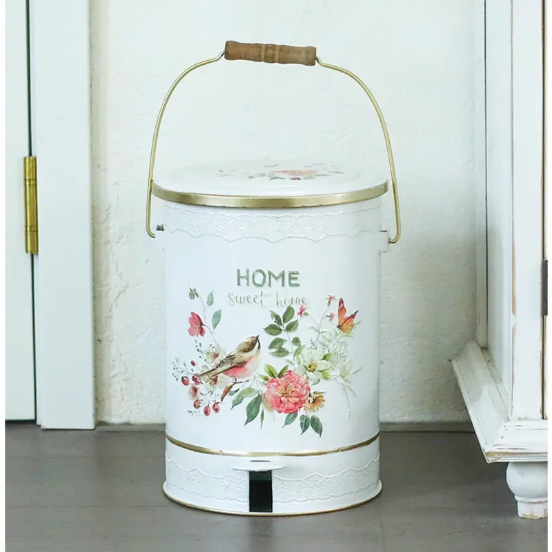 

Outdoor Garden Trash Can European Style Metal Garbage Bin Large With Lid Rubbish Container Foot Operated Waste Basket