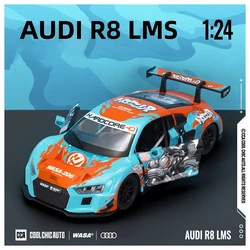 1:24 AUDI R8 LMS BMW M4 GT3 WASA Supercar Alloy Car Model Sound and Light Children's Toy Collectibles Birthday gift