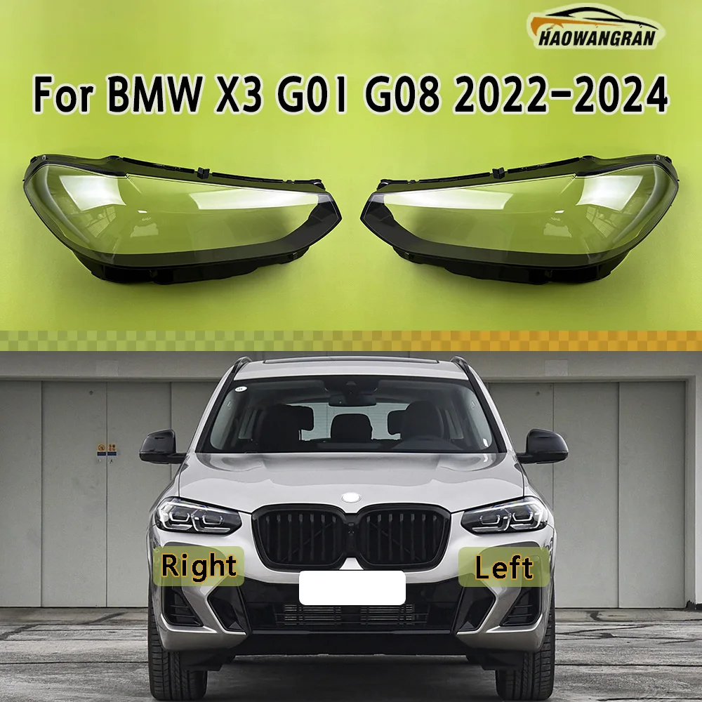 

For BMW X3 G01 G08 2022 2023 2024 Transparent Headlight Cover Headlamp Shell Clear Lens Plexiglass Replace Original Lampshade