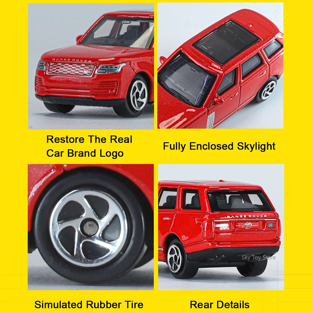 1:64 Land Rover Range Rover Car Toys Alloy Diecast Model Rubber Tires Metal Body Wheels Slide Forward Vehice Home Decor Kid Gift