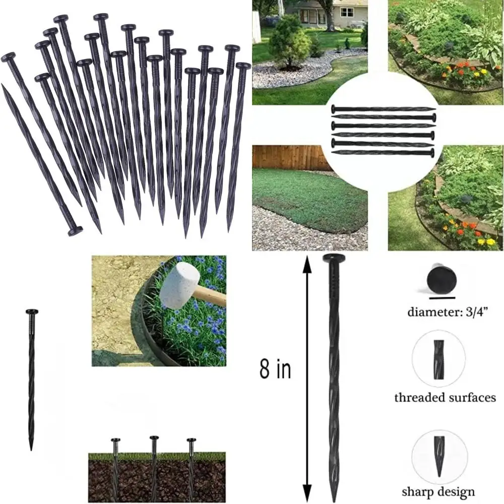 

8-дюймовые нейлоновые шипы для садового ландшафтного крепления для газона, двора, устойчивости к царапинам и контроля сорняков