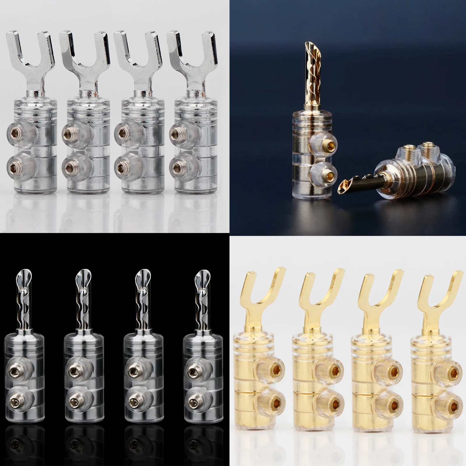 Preffair 24k Gold/Rhodium Plated Y-Spade Speaker Plug or Banana Plug for DIY HIFI Audio Speaker Cable Bridge Cable