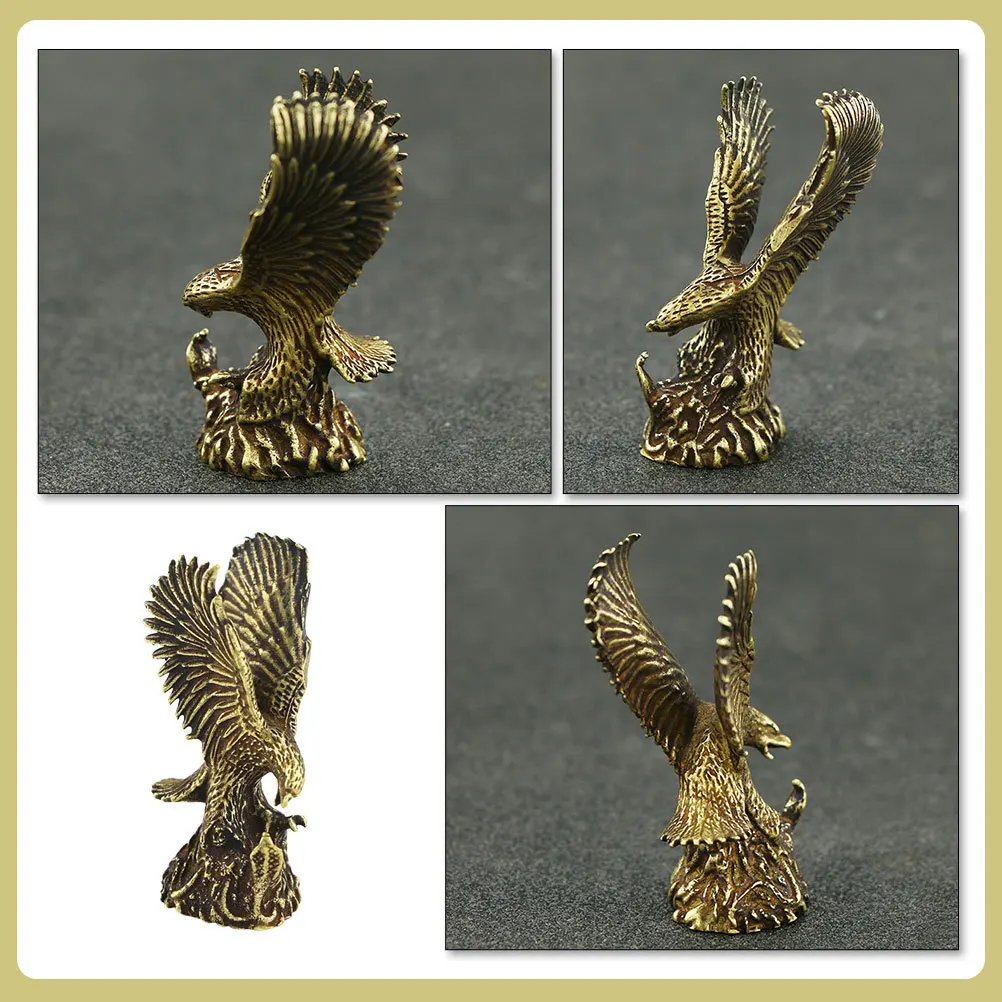 

Vintage Small Brass Eagle Sculpture Copper Eagle Desktop Ornament Retro Style Decoration for Home Office Tabletop