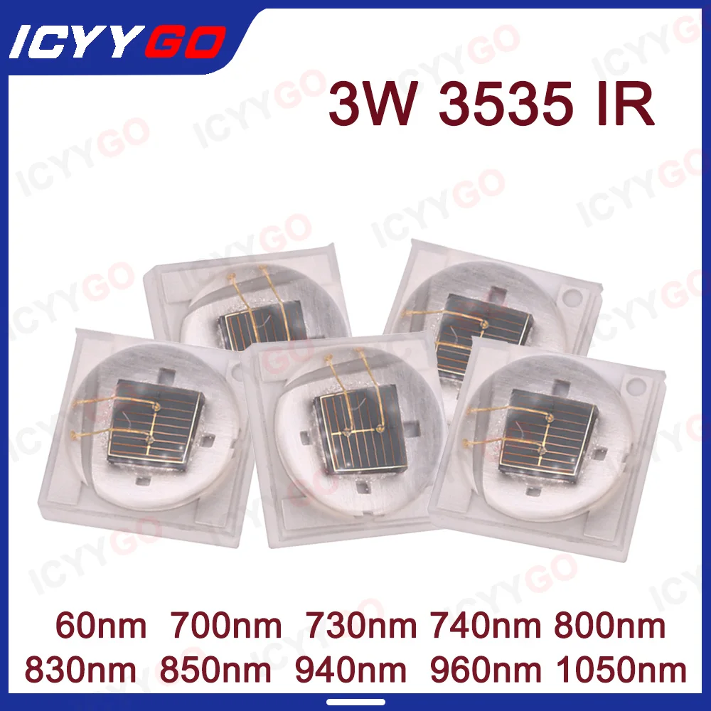 3W 3535 Głęboka podczerwień IR Źródło światła LED dużej mocy Pasmo 660nm 700nm 730nm 740nm 800nm ​ ​ Koraliki do lampy 850nm 940nm 1050nm