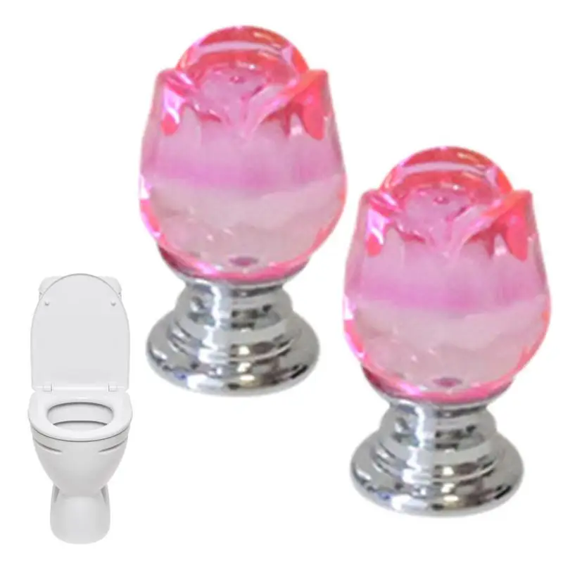 Rose Toilet Button Self-Adhesive Fashionable Rose Shape Button For Toilet Tank Door Handle Decors For Toilet Kitchen Laundry