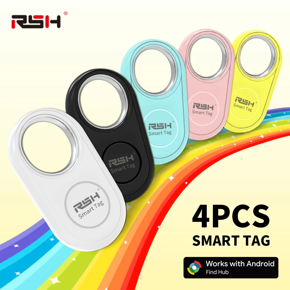 RSH 4PCS GPS Tracker for Samsung Global Finder Work with Android Google's Find Hub Anti-loss Alerts Smart Tag Sound Fast Locator
