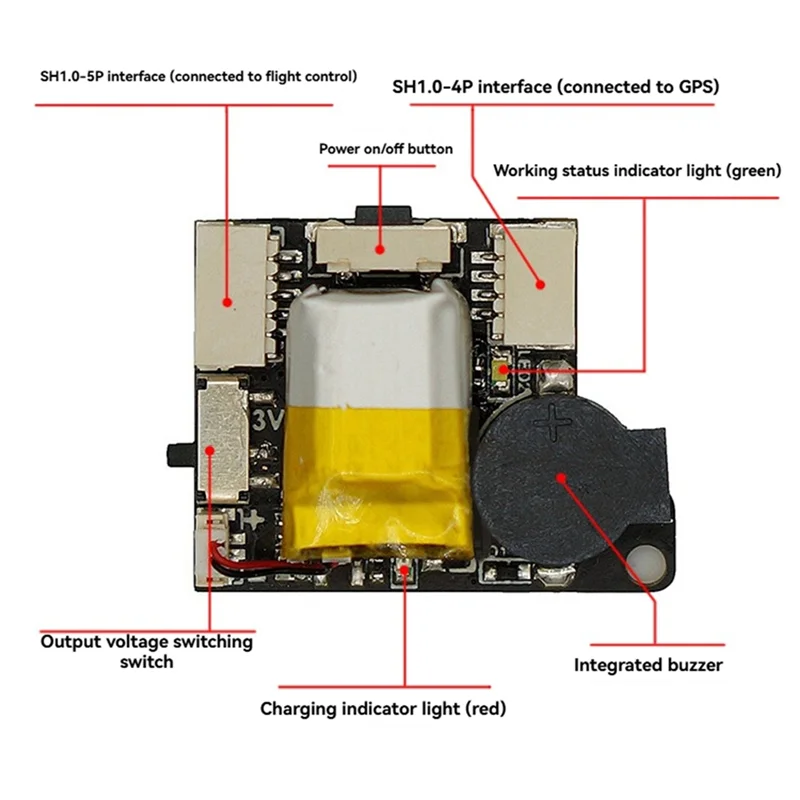 ABZZ-GPS-MATE الطائرة بدون طيار GPS وحدة الطاقة الحصرية مع مكتشف الطنان إنذار ل RC طائرة بدون طيار سباق طويلة المدى كوادكوبتر بدون طيار
