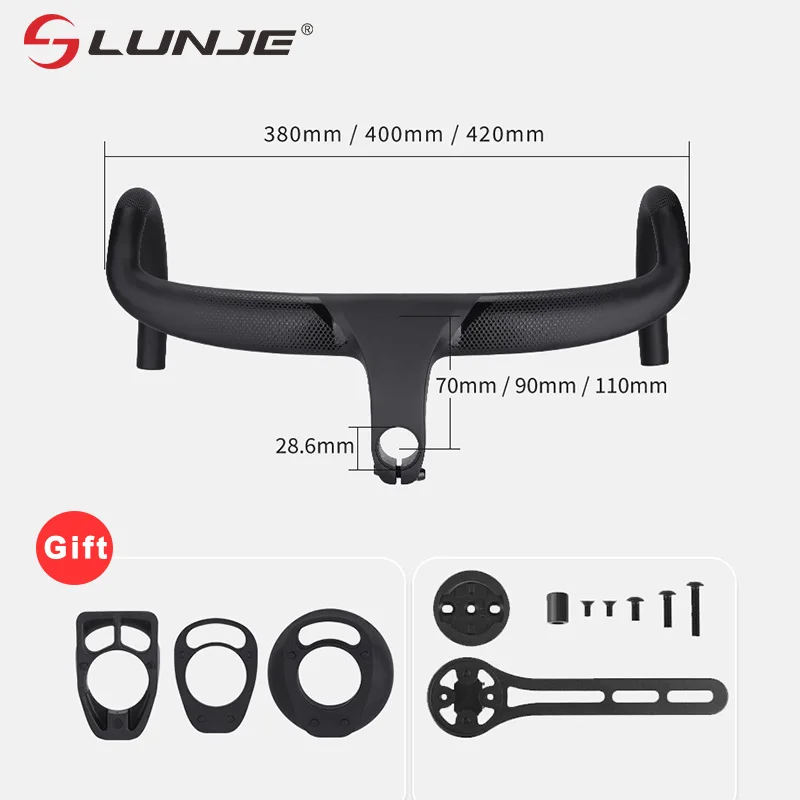 Bicycle Handlebar Alluminum Integrated 28.6 Road Bike Handlebar Integrated Handlebar 380 400mm 420mm Road Bike Accessories