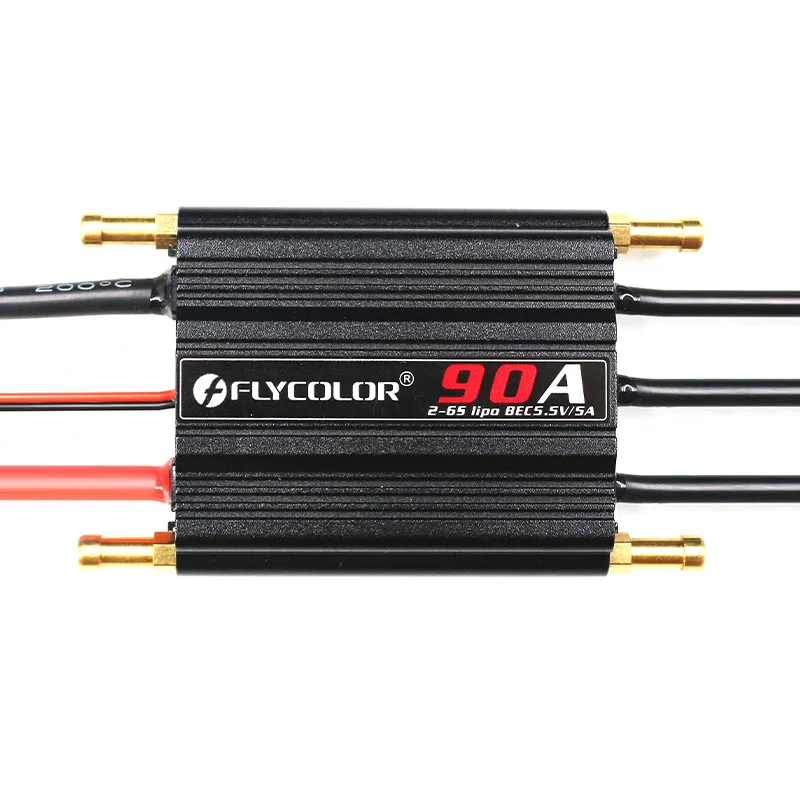 Flycolor ESC 90A Waterproof Brushless Speed Controller 2-6S Lipo with BEC 5.5V/5A Water Cooling System for RC Boat