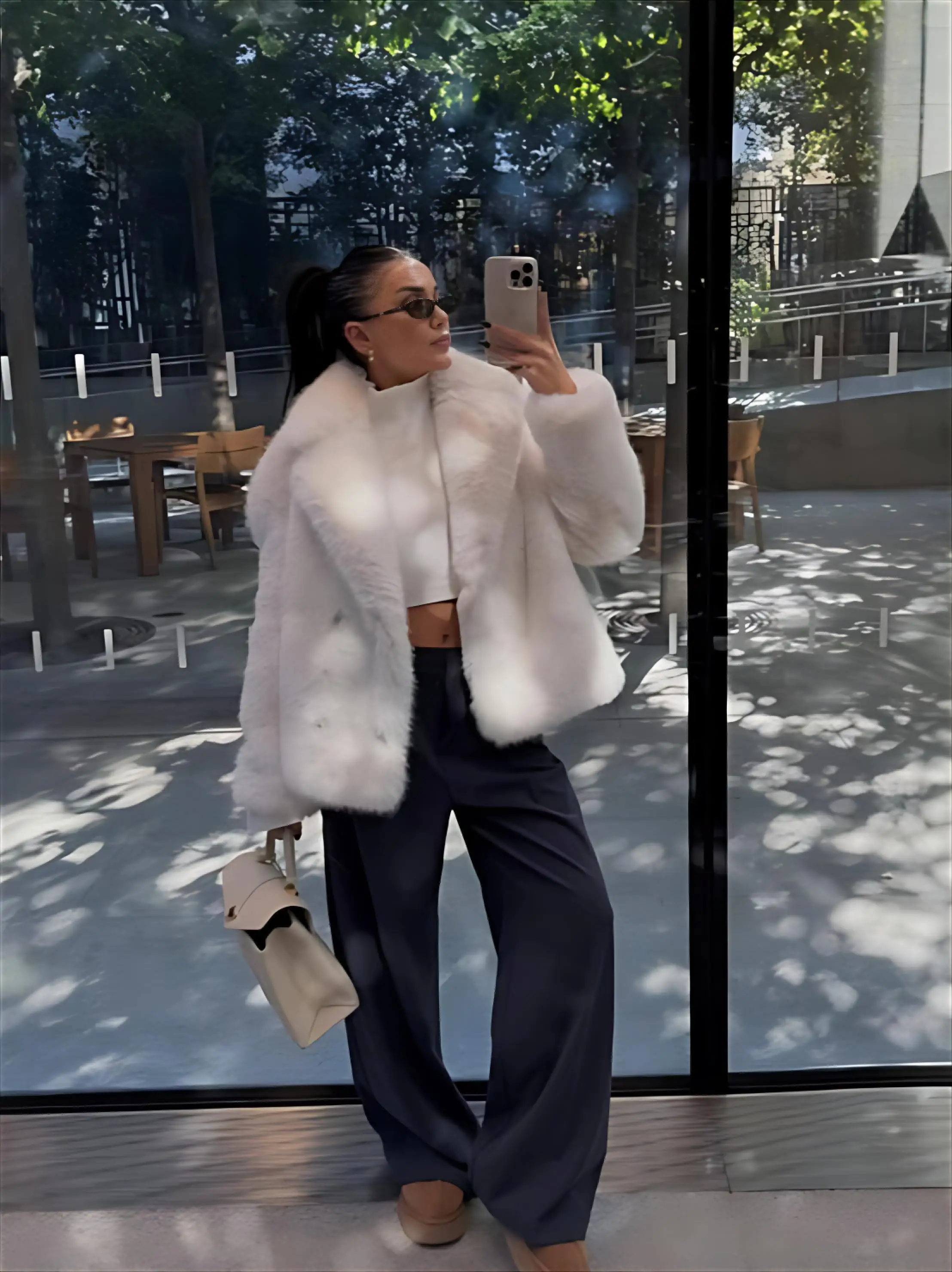 Faux Fur Leopard Coats Womens Vibe Urban Rock Wife Streetwears Thermal Silhouette Medium-Length Elegant Washed Hand-Cut Hooded