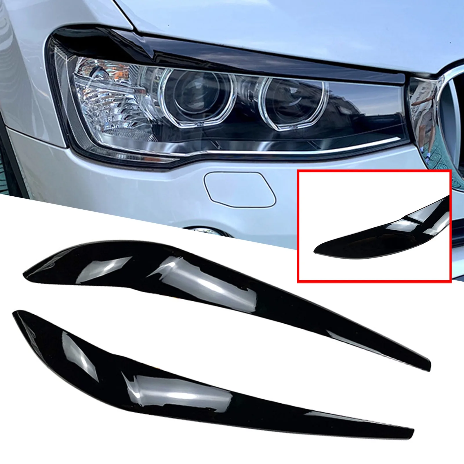 For BMW X3 F25 X4 F26 2014 2015 2016 2017 Car Front Headlight Eyebrow Eyelid Cover Trim