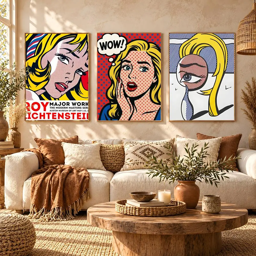 artist Roy Lichtenstein Poster Poster HD Printing Boho Aesthetic Style Wall Art Home Decor For Living Room Bedroom Gift