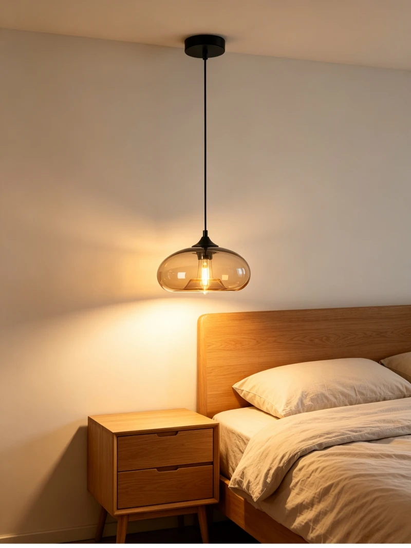 Minimalist LED Glass Hanging Light Nordic Creative Circular Pendant Light Cafe Kitchen Island Living Room Decor Pendant Lamp