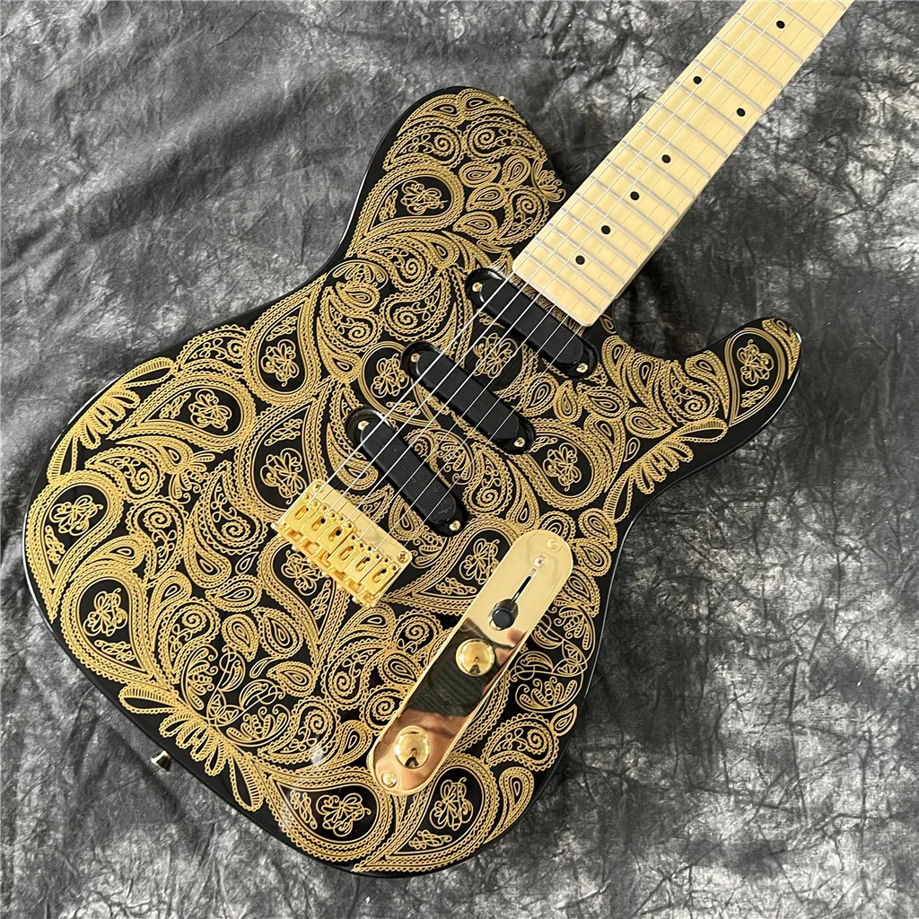 New Arrival Custom eletric guitar with Water transfer printing top , gold color hardware , maple fingerboard , high quality