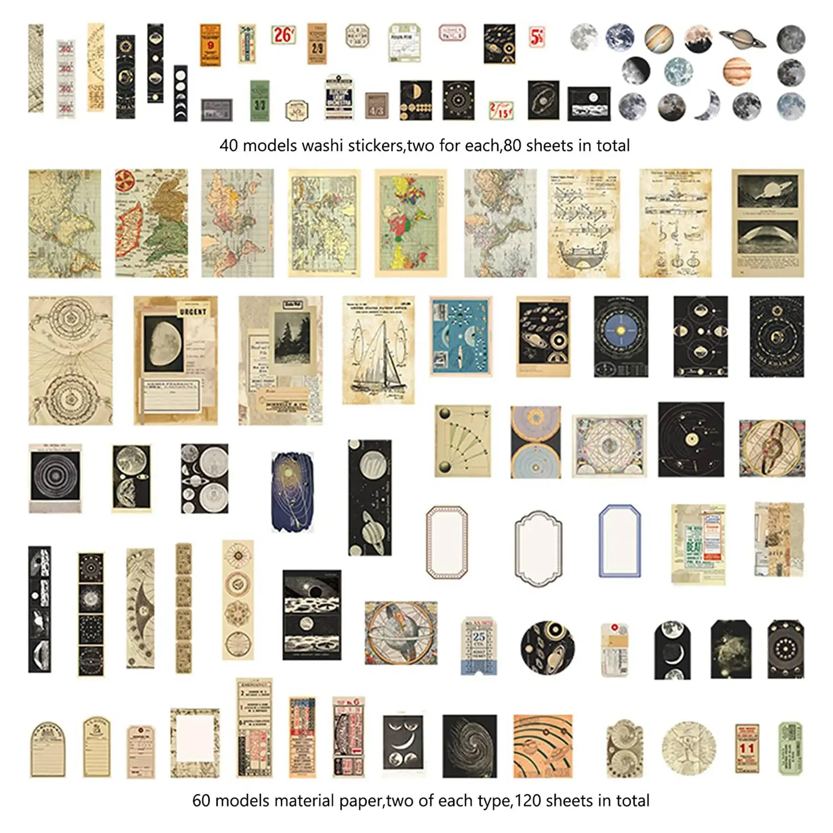 400Pcs Scrapbooking Supplies Journaling Vintage Scrapbook Stickers Adhesive Scrapbook Washi Stickers for Album Art Craft