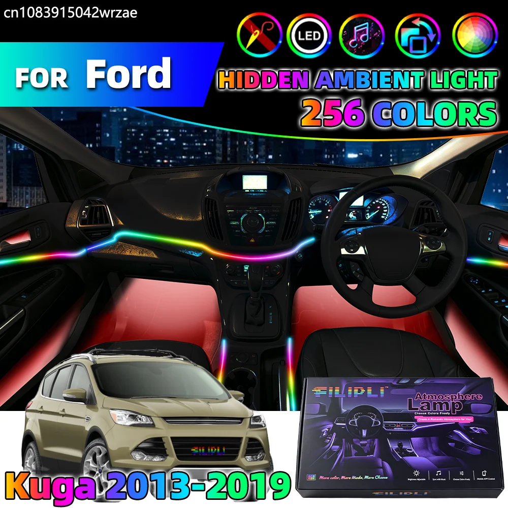 

10 in 1 For Ford Kuga 2013-2019 Years Car Interior Ambient Lights Strips Breathing Lighting Kit App Control Auto LED strips