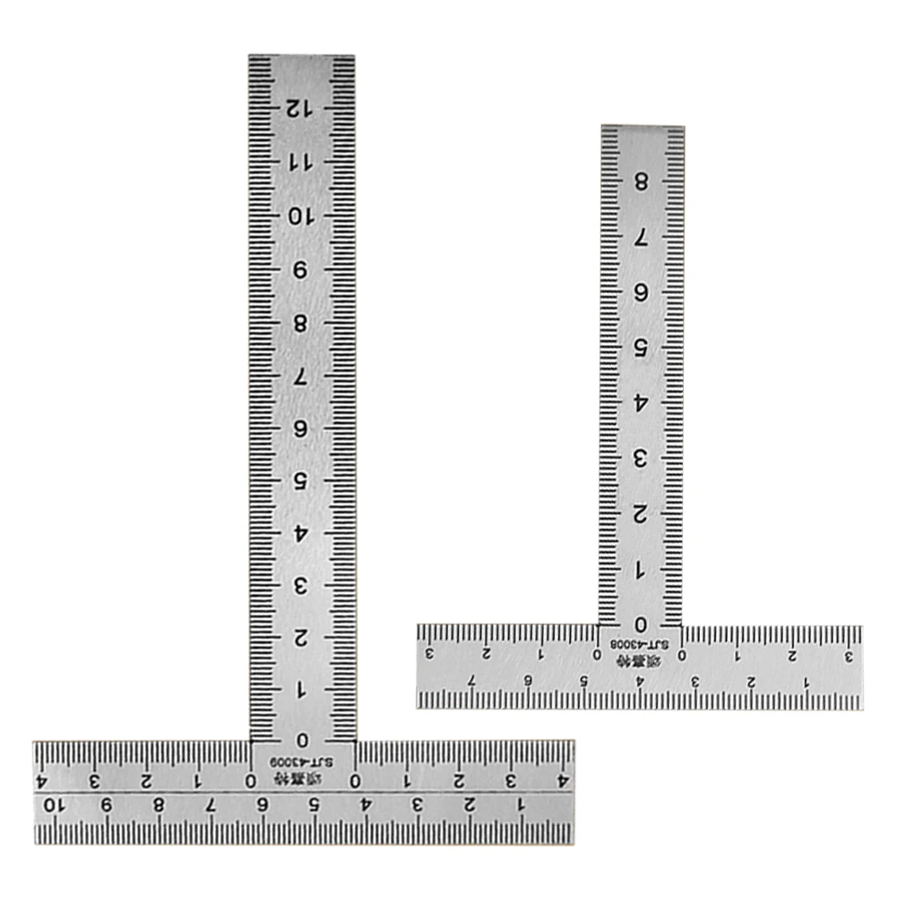 2Pcs Building Tools Square Ruler Stainless Steel T Square Ruler Mini Right Angle Ruler Precision Building Framing Gauge